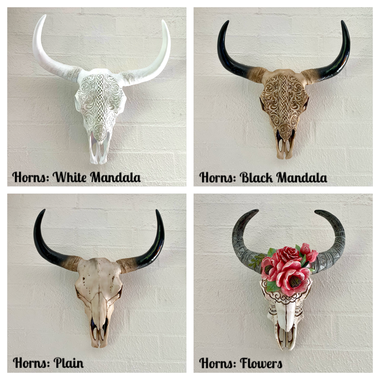 Horns: Black Mandala Horns / Natural Beige ropes